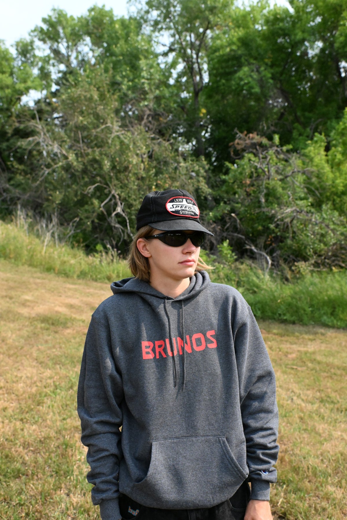 Horseshoe Champion Hoodie, front: BRUNOS in red